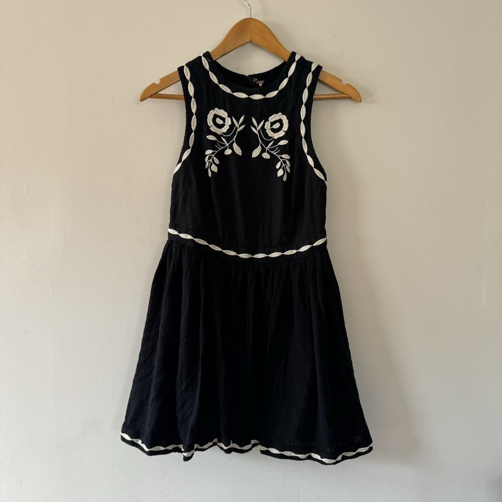 Free People Birds Of A Feather Embroidered Mini Dress Black Boho Romantic S